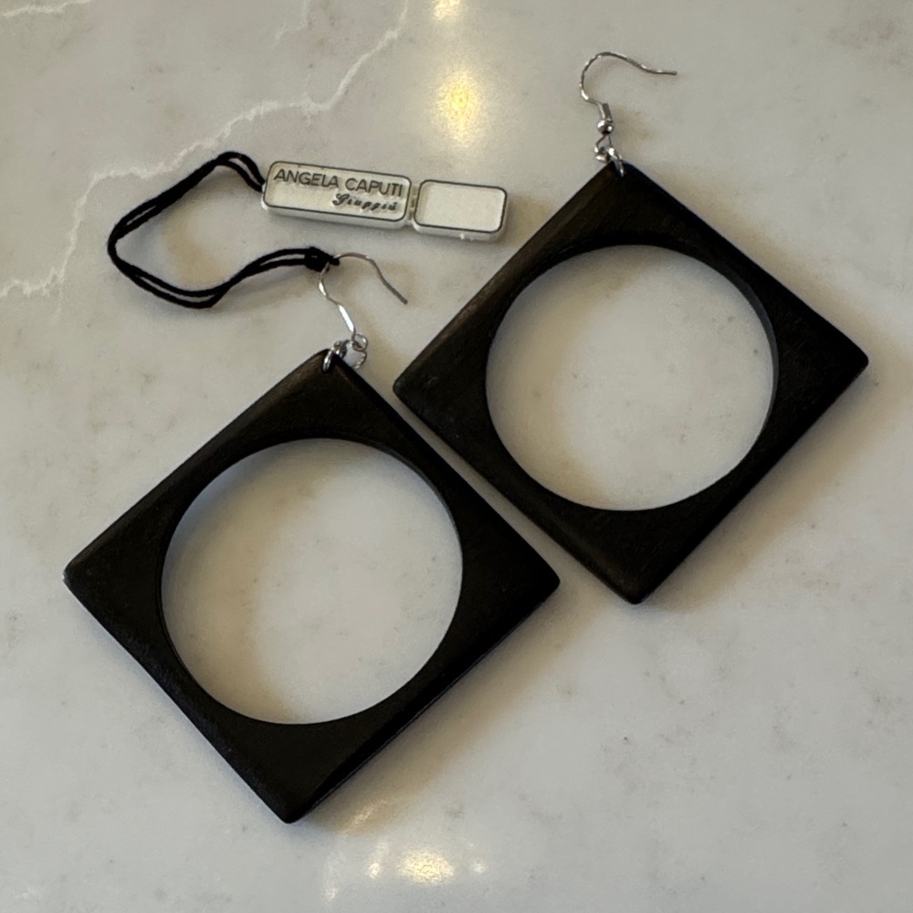 Angela Caputi Black Square Earrings